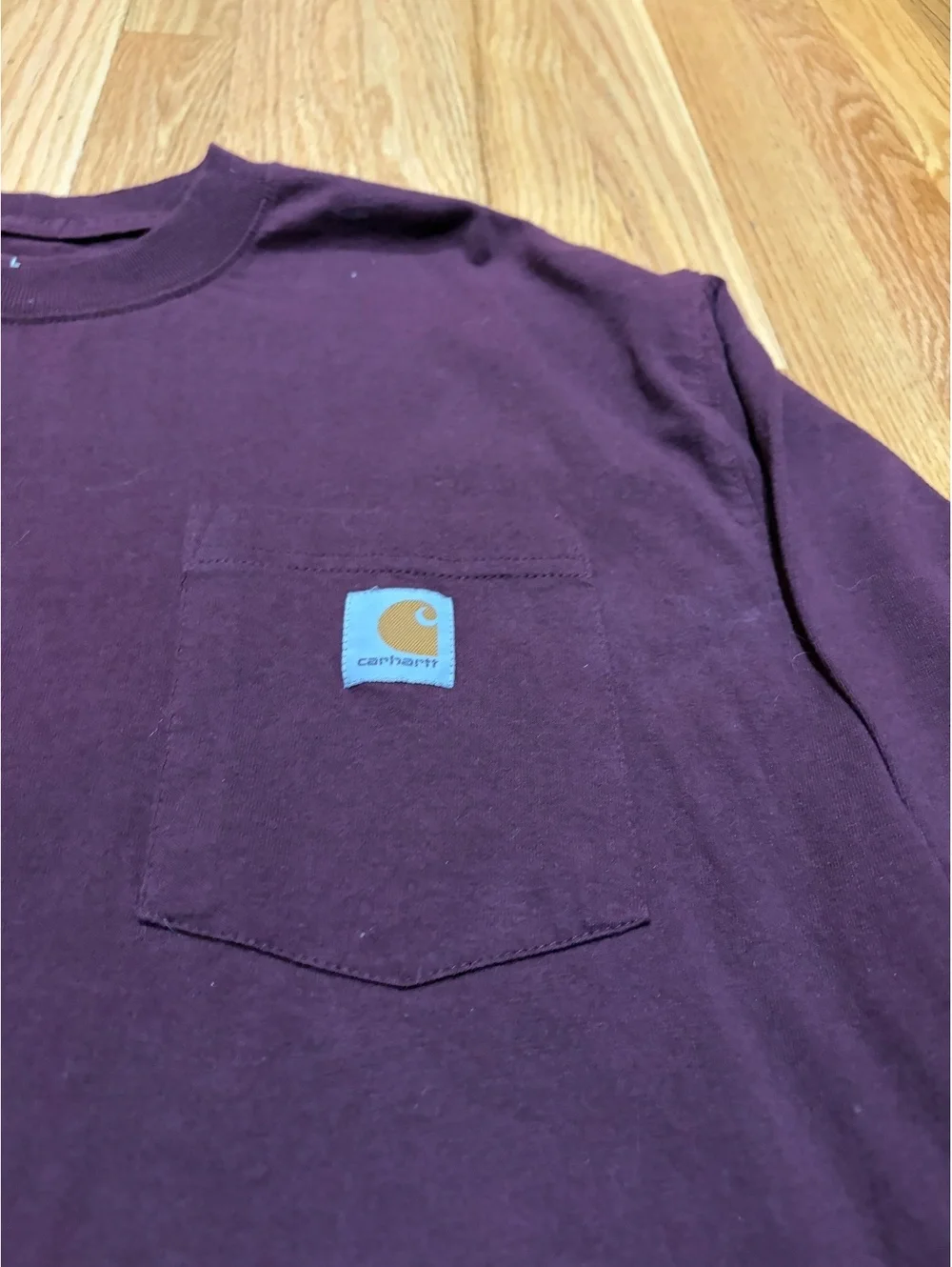Men's Carhartt loose-fit long-sleeve pocket t-shirt burgundy L LARGE